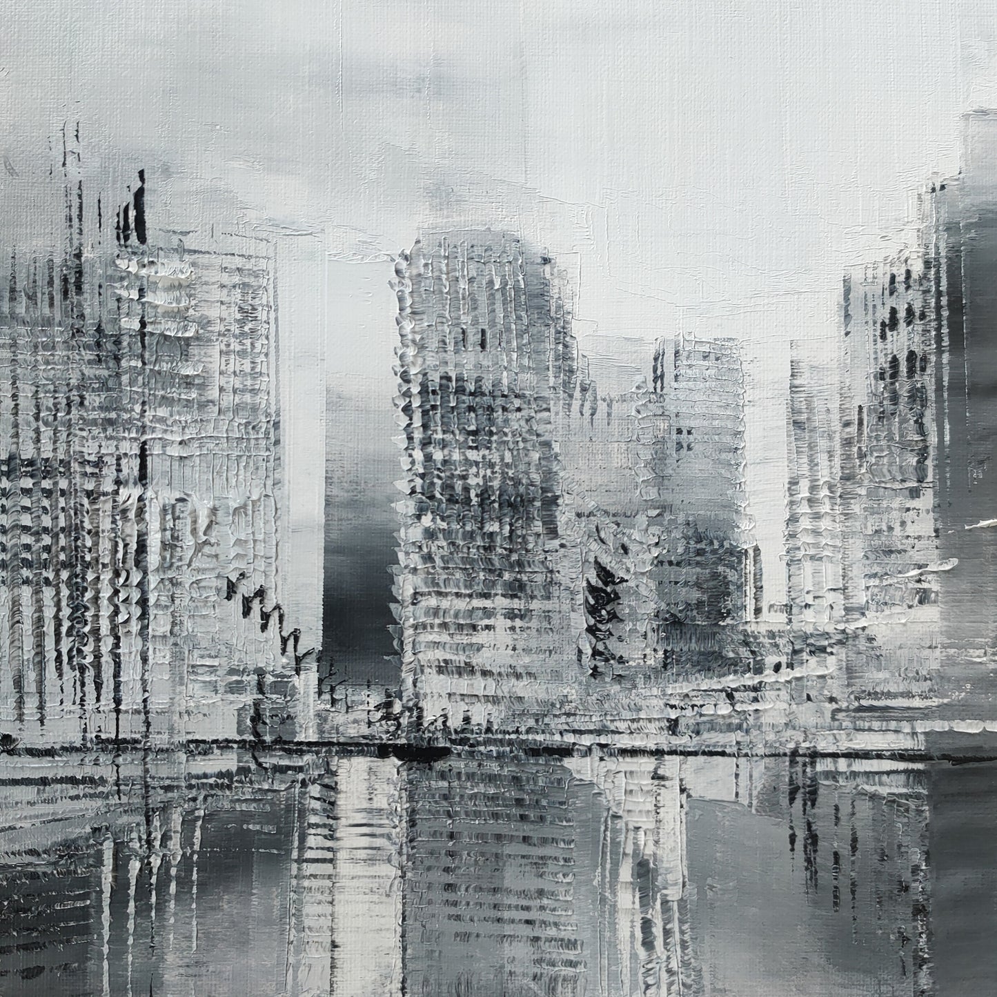 Reflets des buildings - peinture originale urbaine - Emmanuelle Levesque
