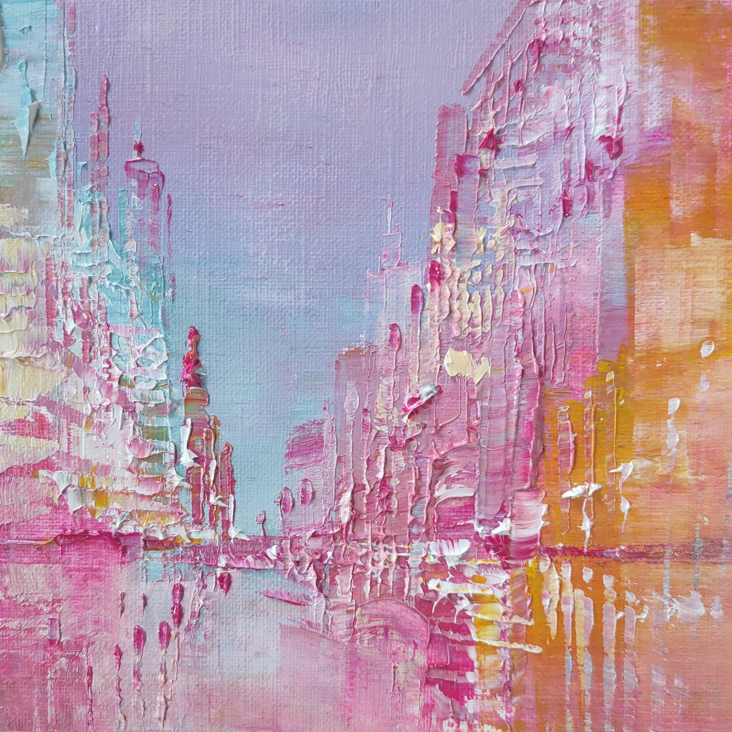 Ciel mauve - peinture originale urbaine - Emmanuelle Levesque