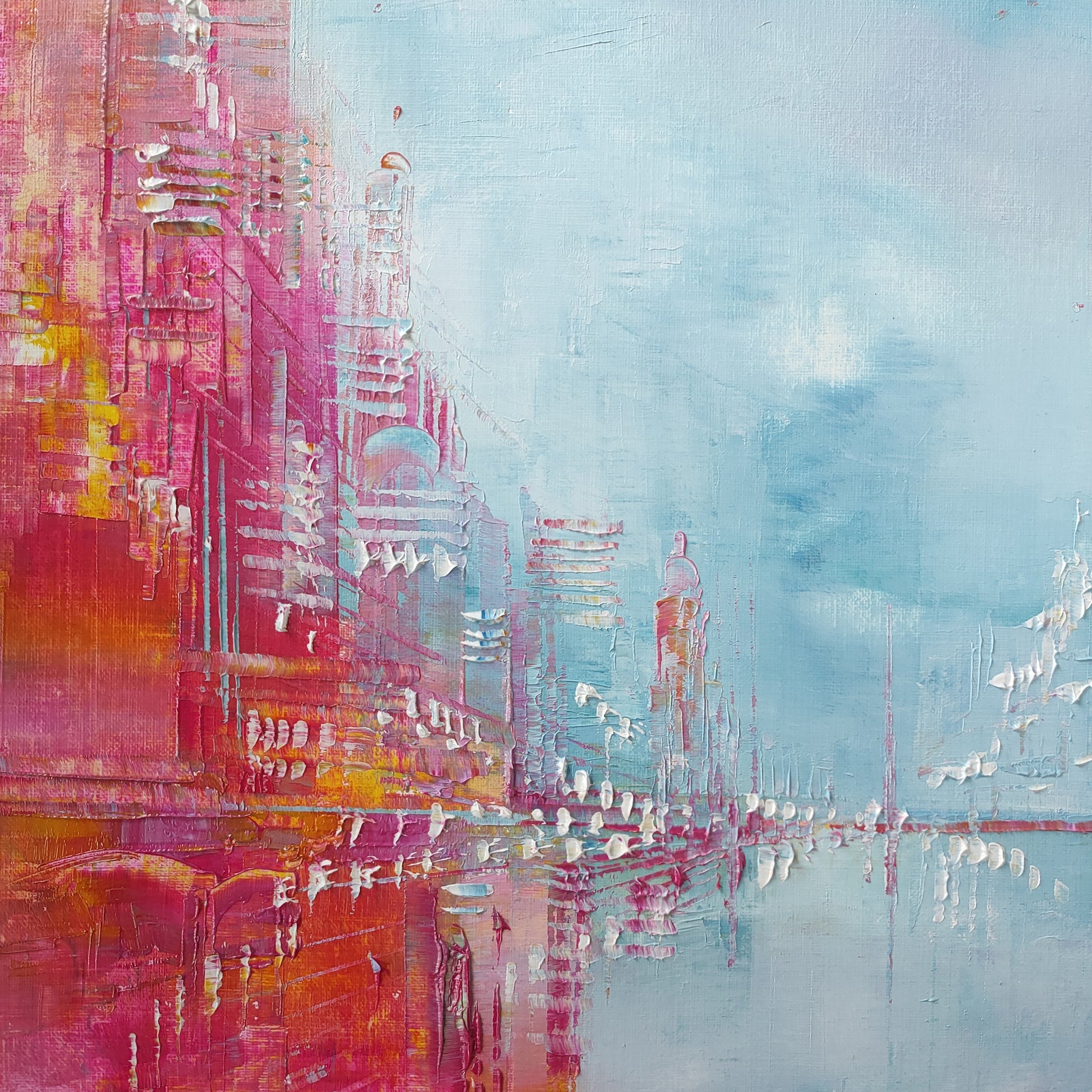 La rade en été - peinture originale urbaine - Emmanuelle Levesque