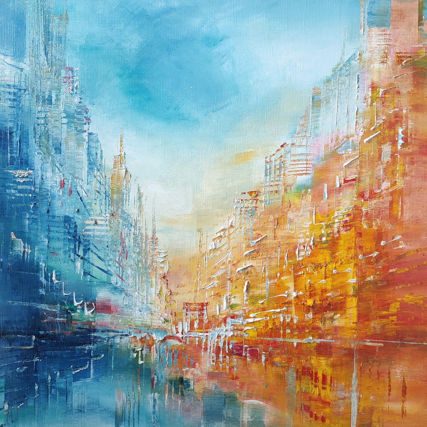 Les deux rives - peinture originale urbaine - Emmanuelle Levesque