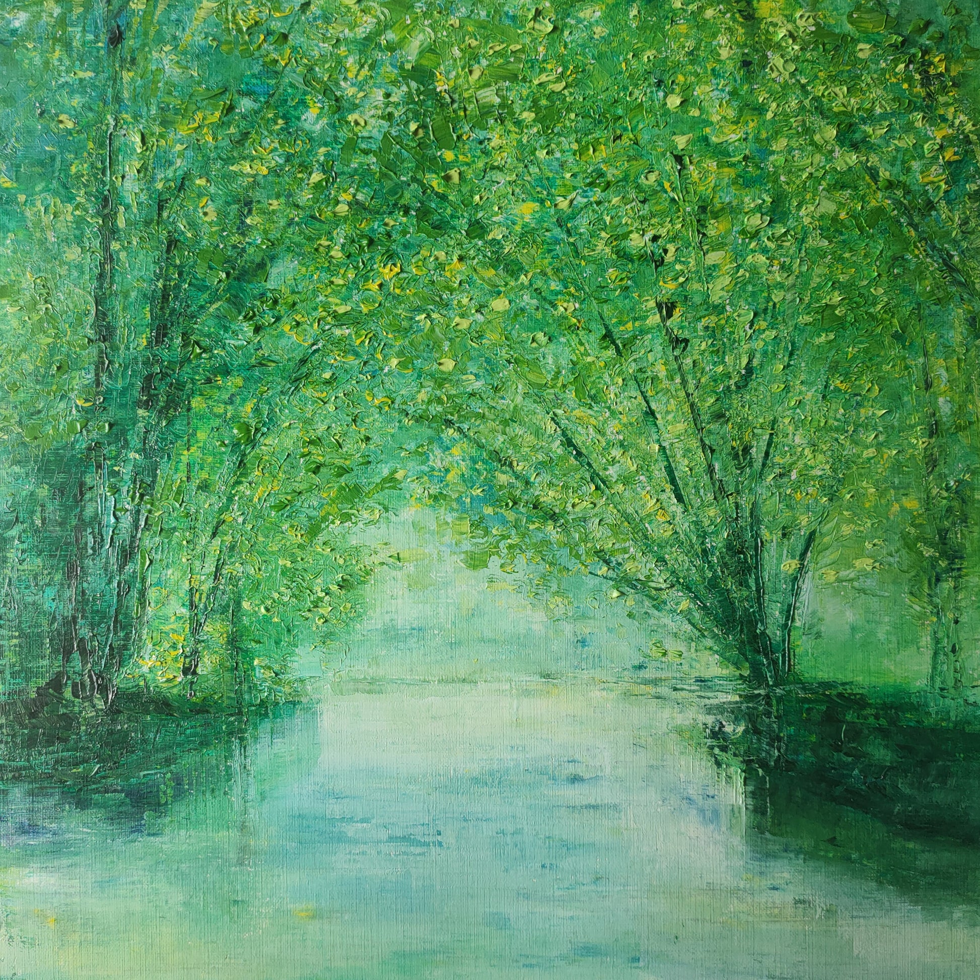 Sous les arbres - Peinture originale d'eau et de nature - Emmanuelle Levesque