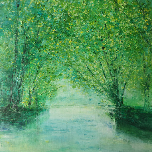 Sous les arbres - Peinture originale d'eau et de nature - Emmanuelle Levesque
