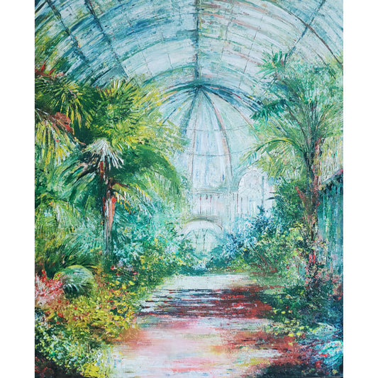 Serre exotique - Peinture originale d'une serre ancienne, huile sur toile - Emmanuelle Levesque